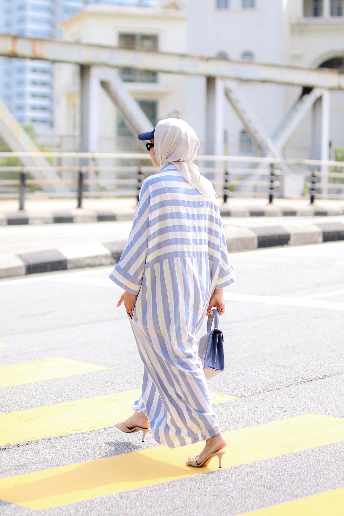 ACE DRESS IN STRIPED POWDER BLUE