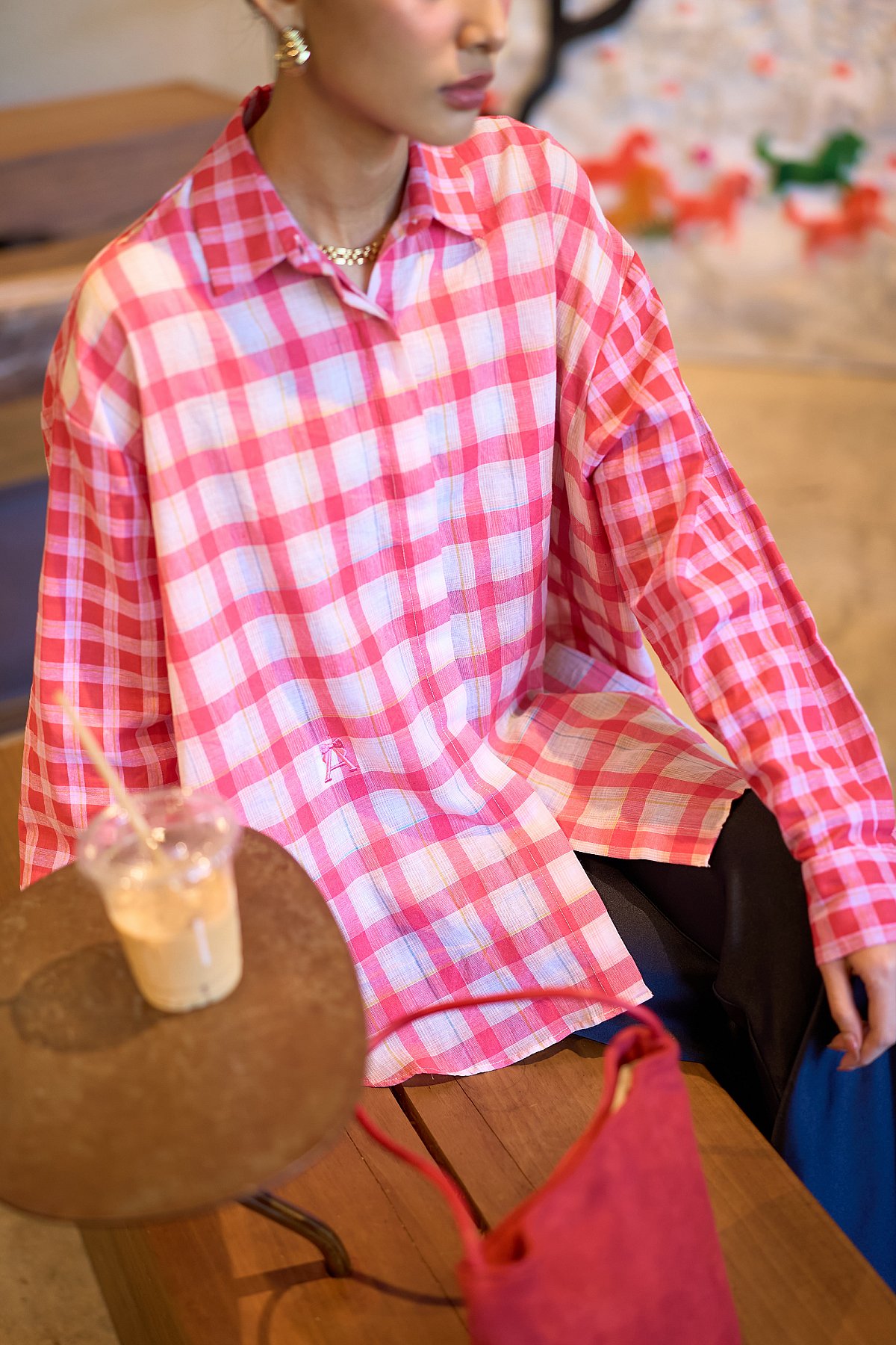 HEART TOP IN ROSY PLAID