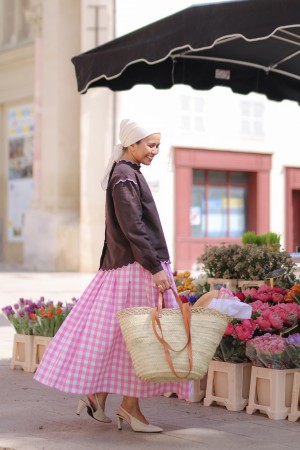 AIX CHECKERED SKIRT IN PINK