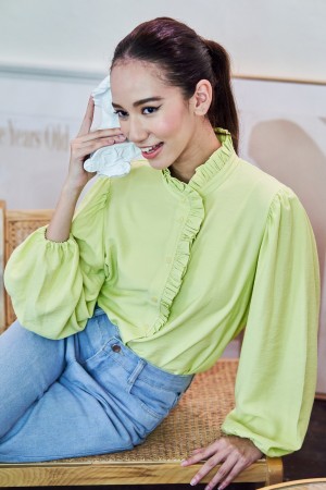 CAMILLE TOP IN LIME GREEN