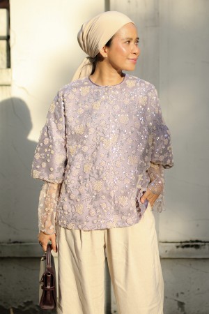 AMAYA TOP IN FULL BEADED LILAC
