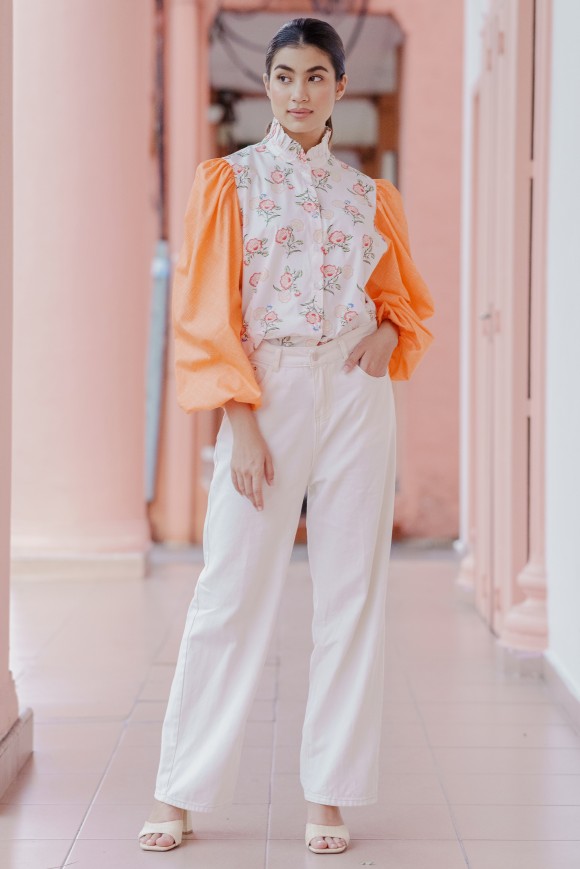 CAMILLE TOP IN AMBER DAHLIA