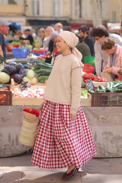 AIX CHECKERED SKIRT IN MAROON