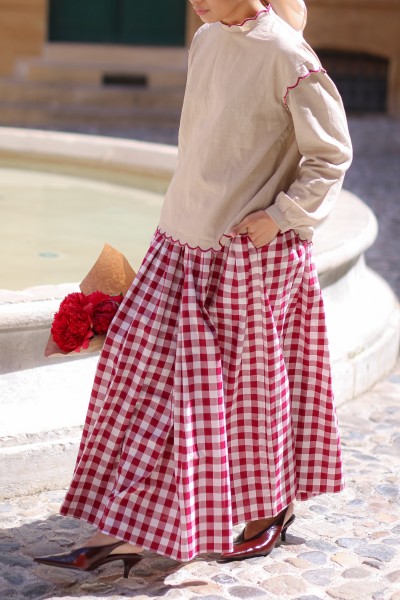 AIX CHECKERED SKIRT IN MAROON