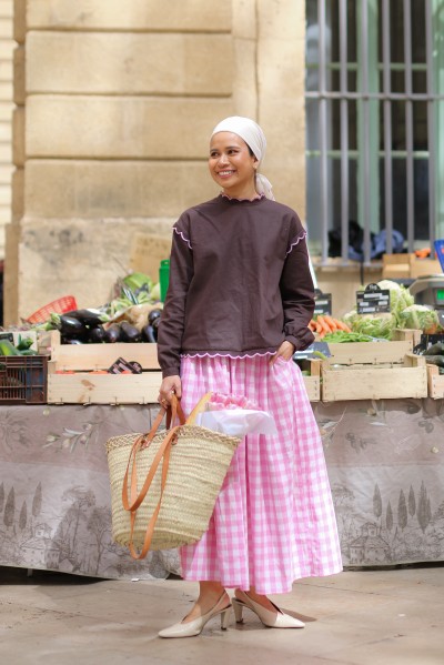 AIX CHECKERED SKIRT IN PINK