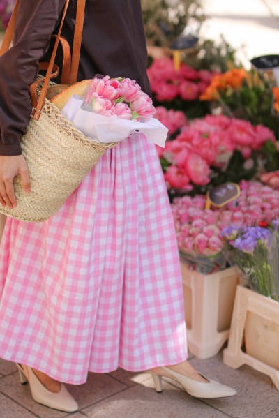 AIX CHECKERED SKIRT IN PINK