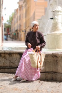 AIX CHECKERED SKIRT IN PINK