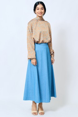 ALLISON TOP IN BLUE LEOPARD
