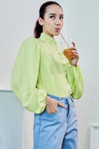 CAMILLE TOP IN LIME GREEN