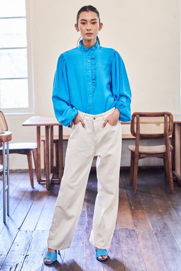 CAMILLE TOP IN AZURE BLUE