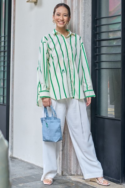 HEART TOP IN STRIPED GREEN