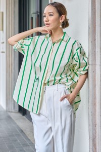 HEART TOP IN STRIPED GREEN