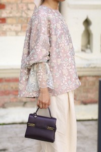 AMAYA TOP IN FULL BEADED TAUPE