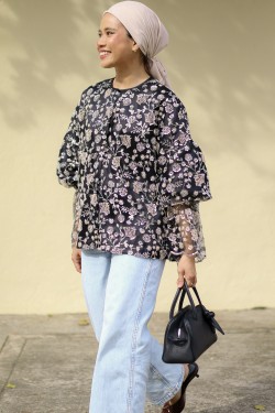 AMAYA TOP IN FULL BEADED BLACK