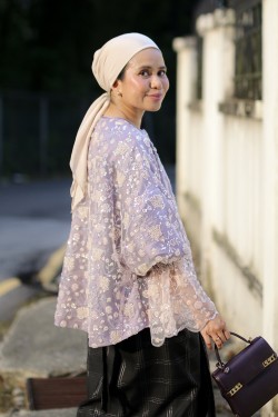 AMAYA TOP IN FULL BEADED LILAC