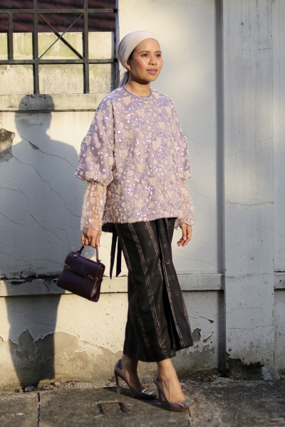 AMAYA TOP IN FULL BEADED LILAC