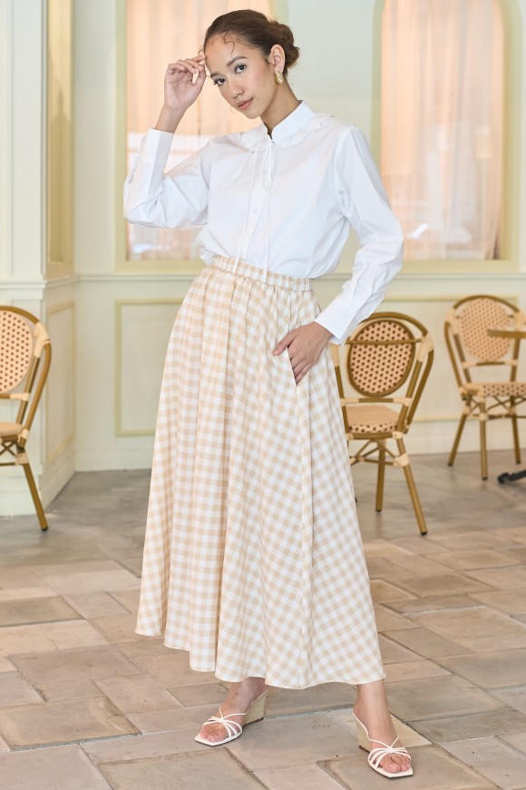 LÉA SKIRT IN NUDE GINGHAM