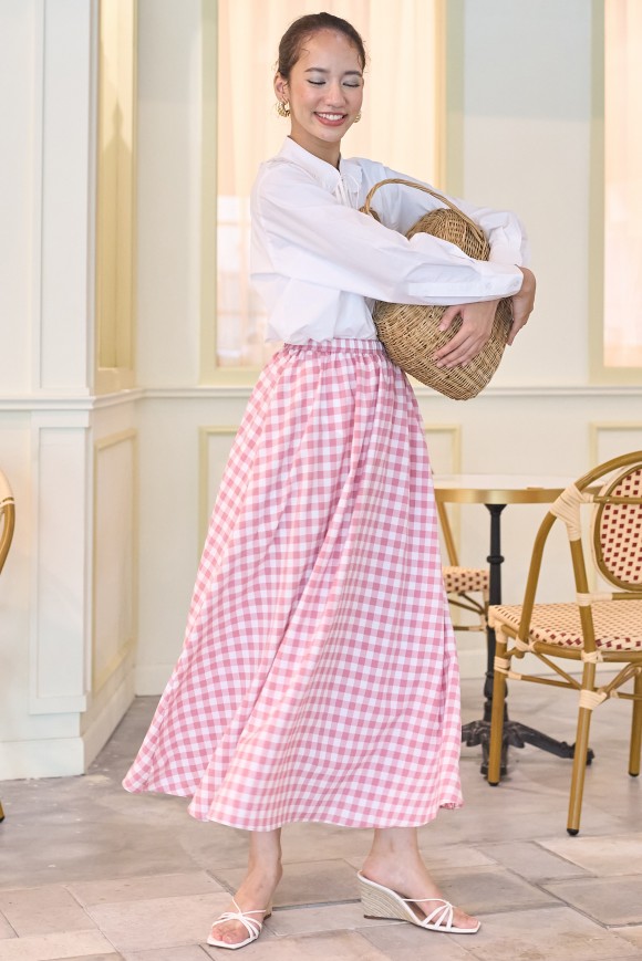 LÉA SKIRT IN PINK GINGHAM