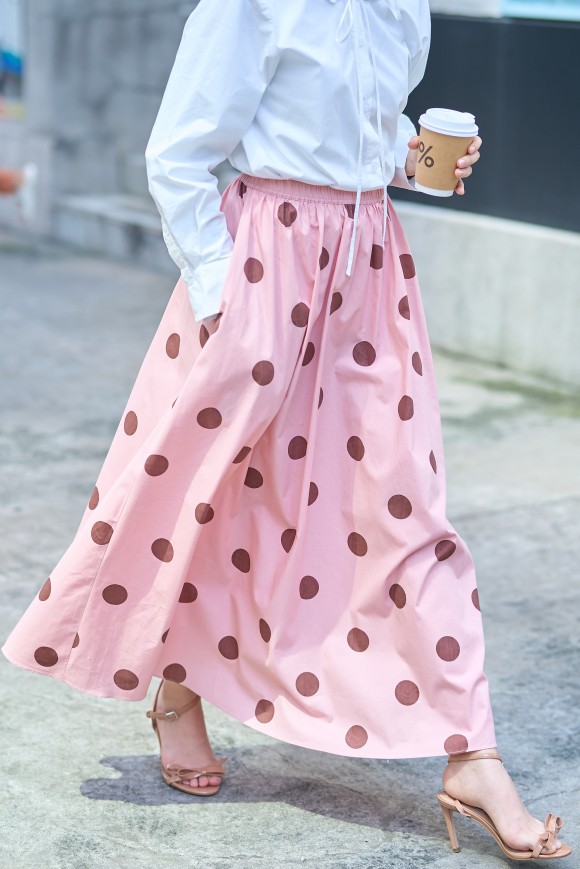 LÉA SKIRT IN ROUGE POLKA