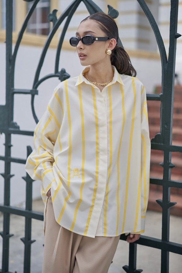 HEART TOP IN STRIPED YELLOW