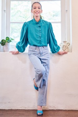 CAMILLE TOP IN TEAL GREEN